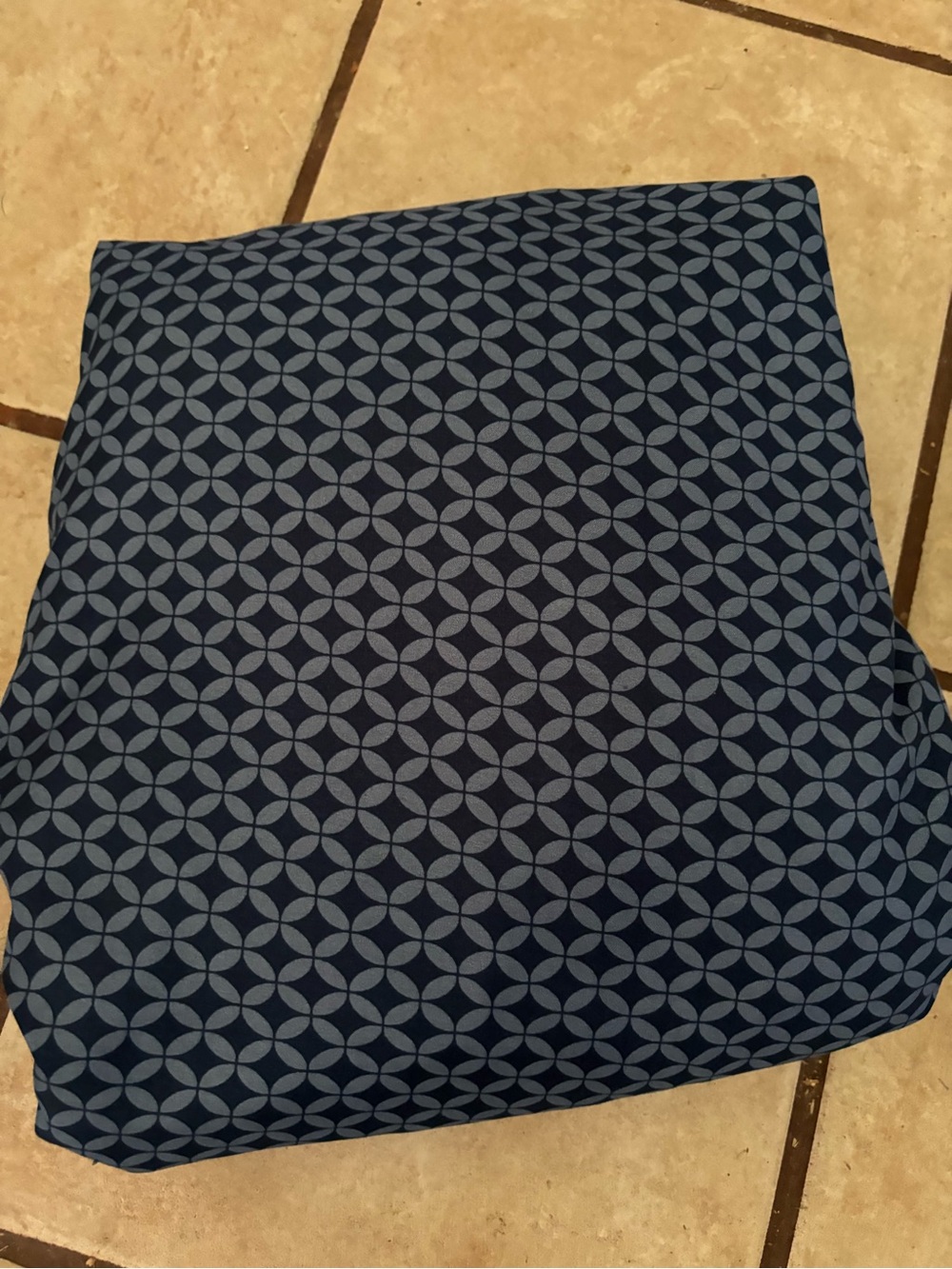 King Size Fitted Bottom Sheet Only Navy Blue on Denim Blue Geometric Pattern -
